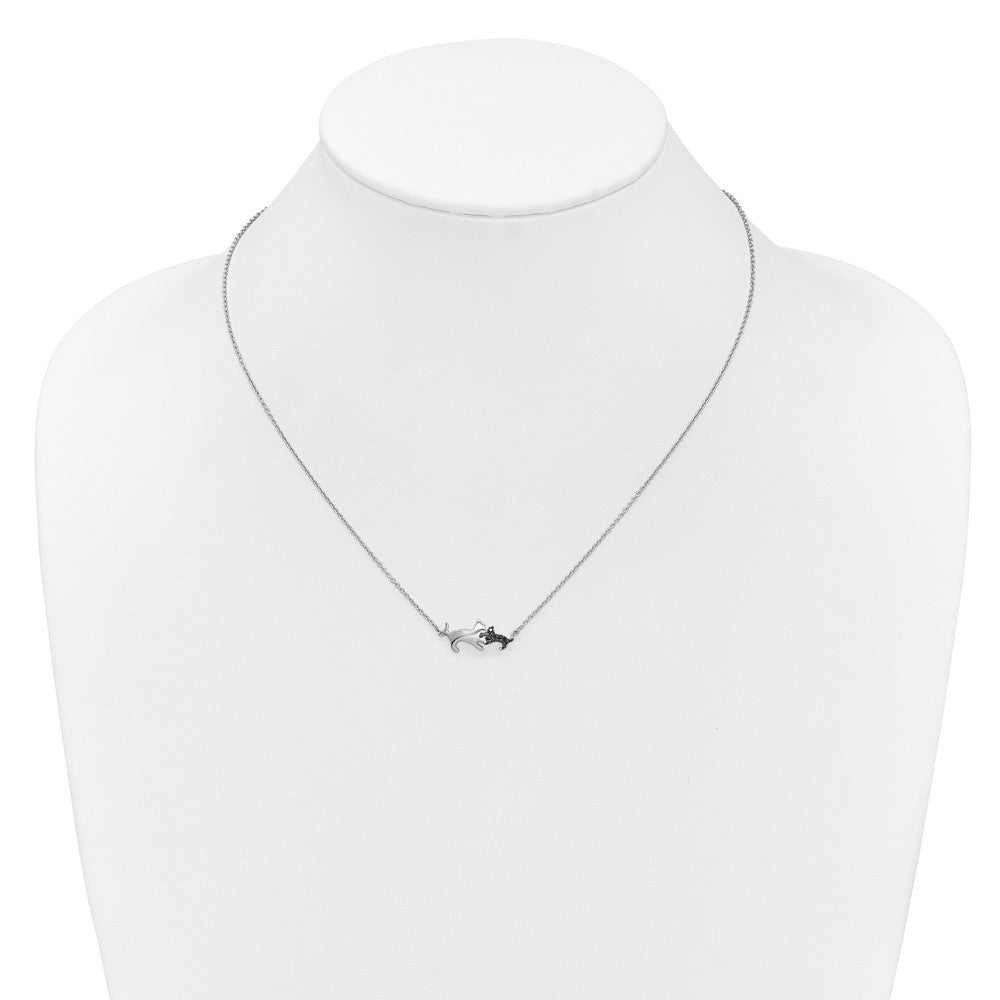 1/20 carat Black Diamond Mother and Baby Cat Necklace - WBC