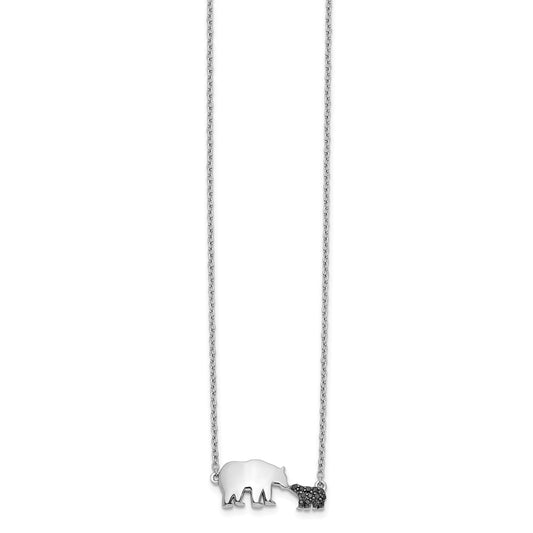 1/20 carat Black Diamond Mother and Baby Bear 18 in Necklace - WBC
