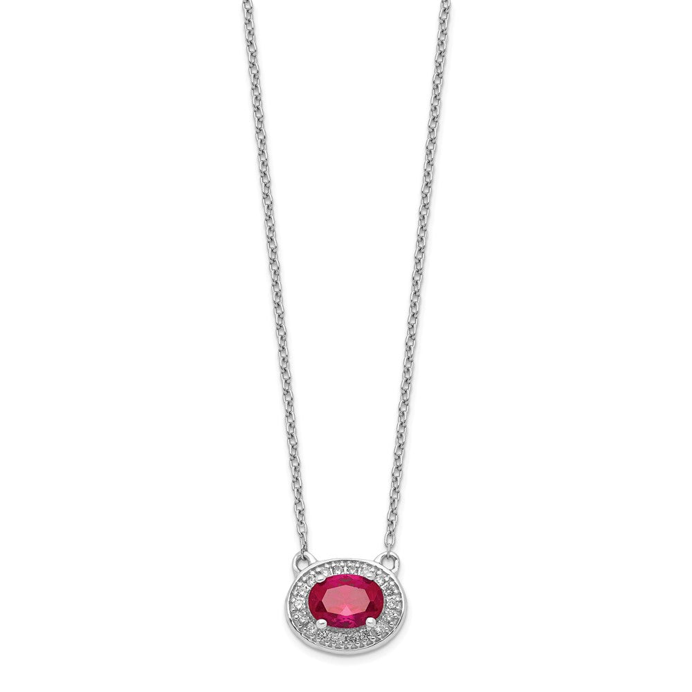 Diamond and Oval Ruby Halo East-West Necklace - WBC