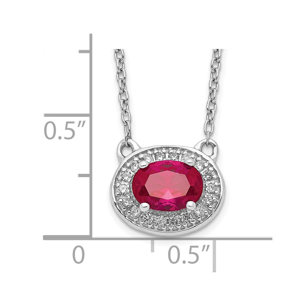 Diamond and Oval Ruby Halo East-West Necklace - WBC