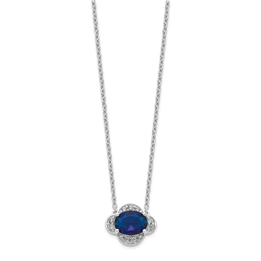 Diamond and Oval Sapphire East-West Necklace - WBC