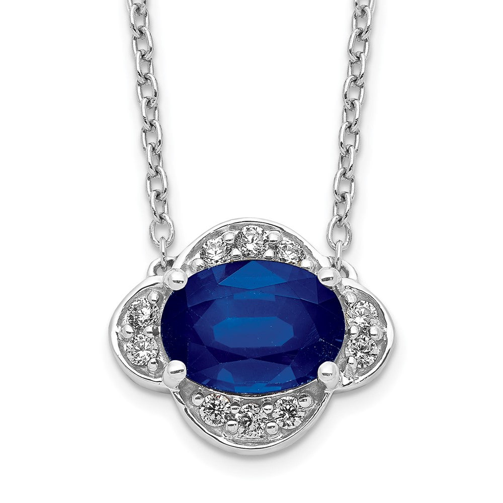 Diamond and Oval Sapphire East-West Necklace - WBC