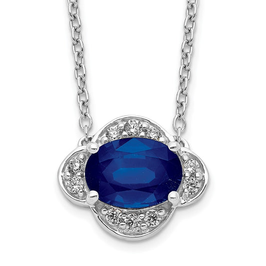 Diamond and Oval Sapphire East-West Necklace - WBC