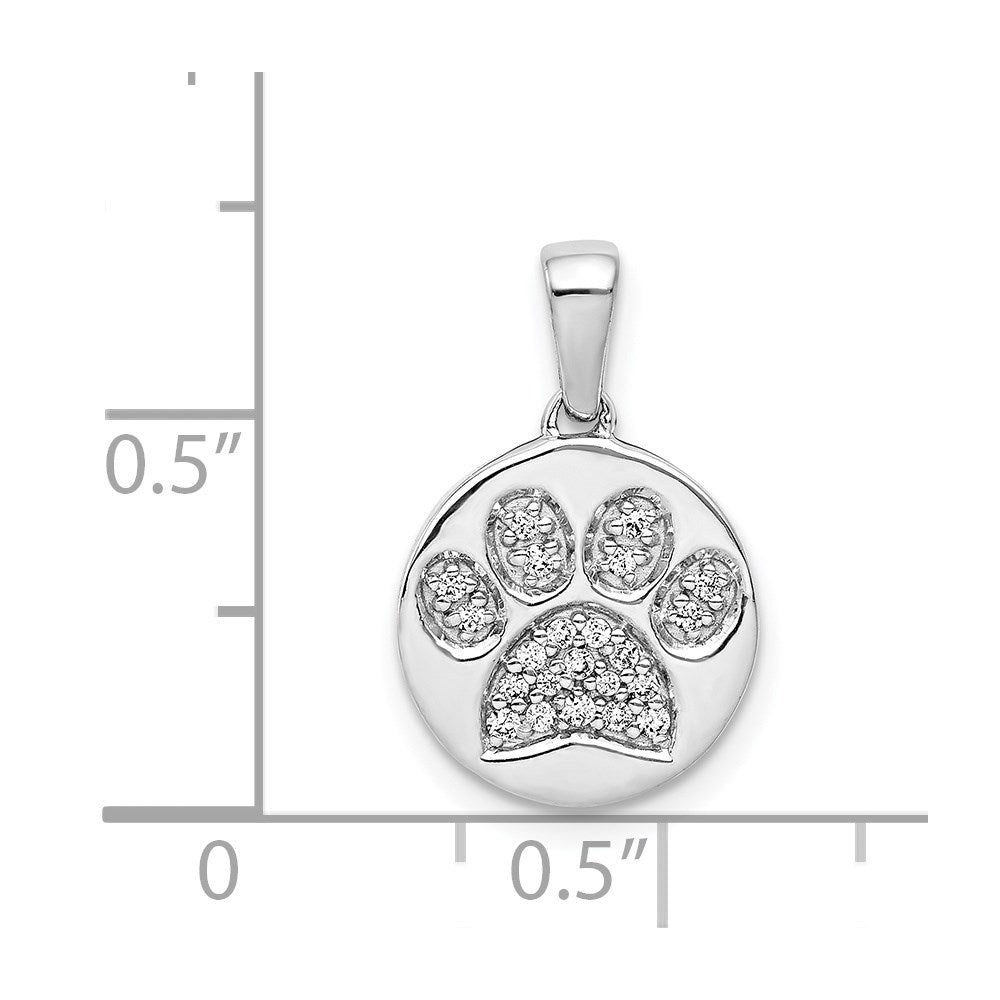 Diamond Paw Print in Circle Pendant - WBC