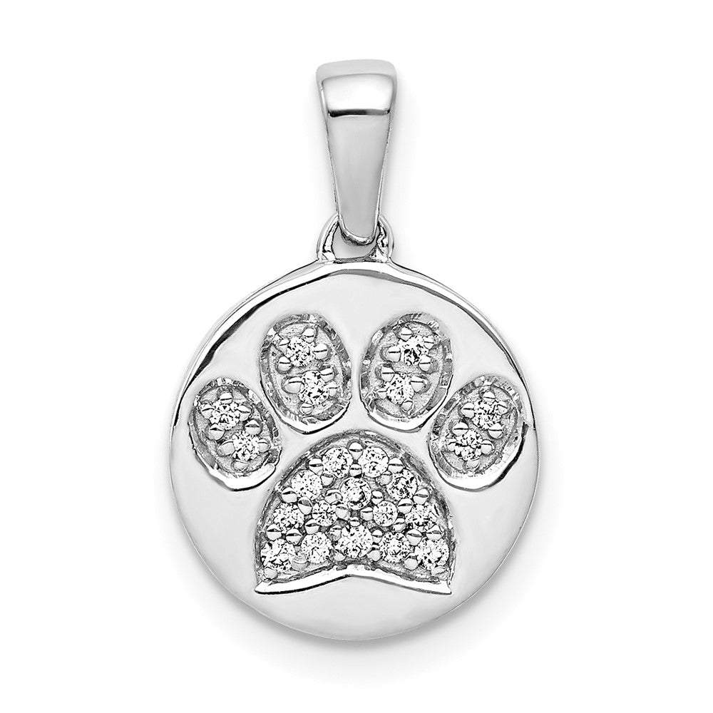 Diamond Paw Print in Circle Pendant - WBC