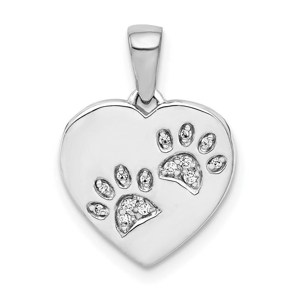 Diamond Paw Prints Heart Pendant - WBC