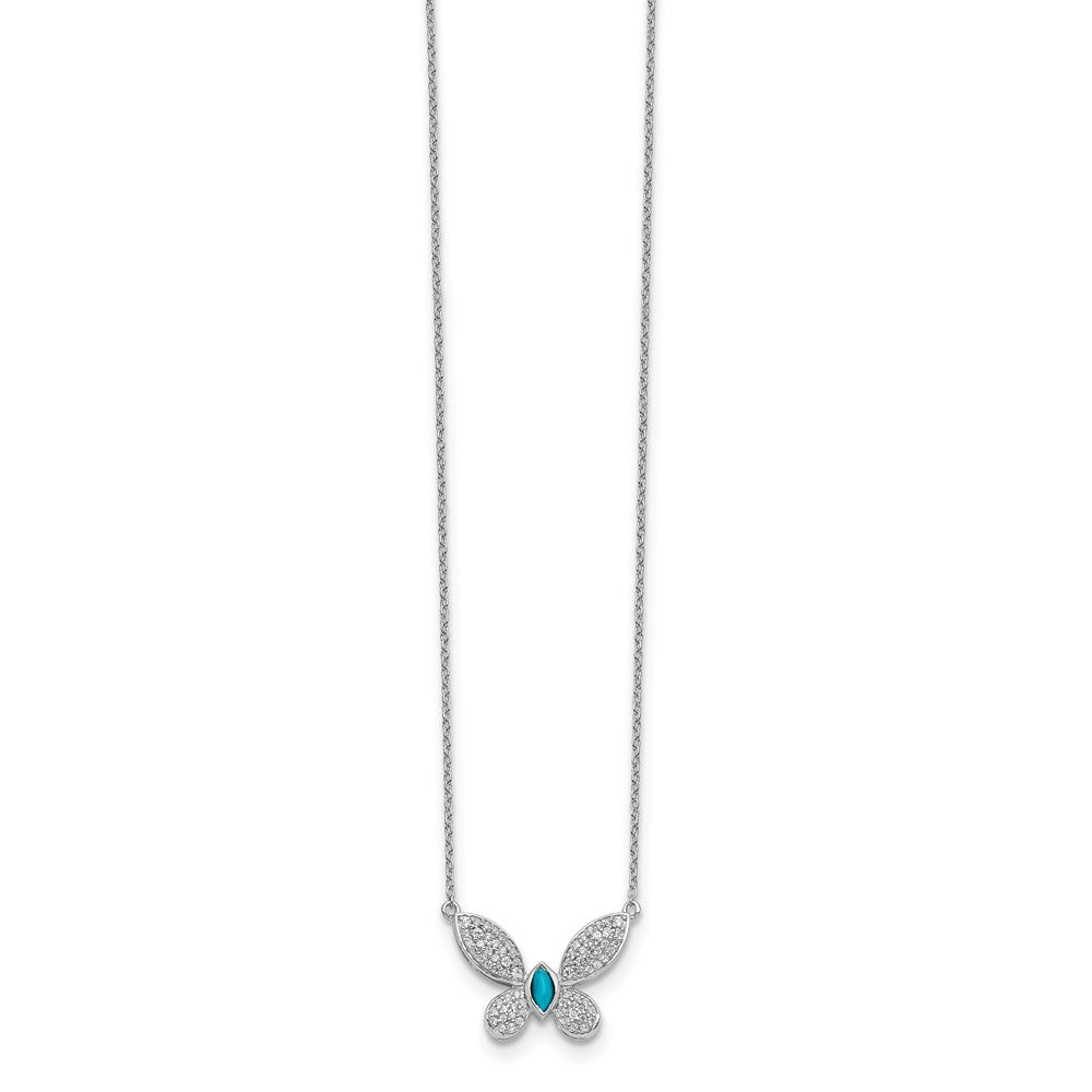 1/3 carat Diamond and Turquoise Butterfly Necklace - WBC