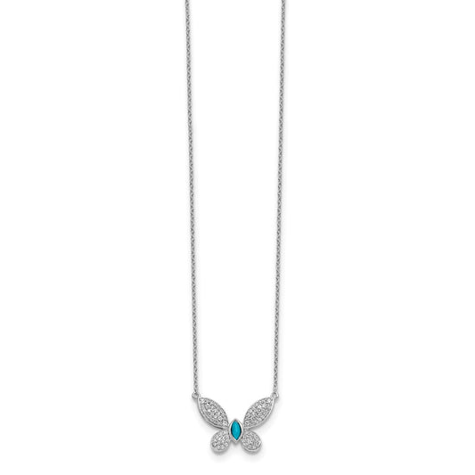 1/3 carat Diamond and Turquoise Butterfly Necklace - WBC