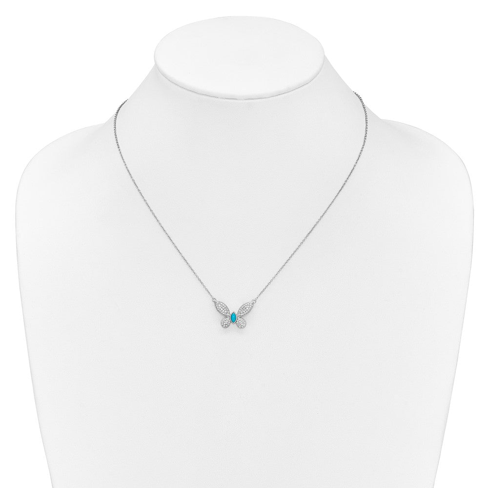 1/3 carat Diamond and Turquoise Butterfly Necklace - WBC