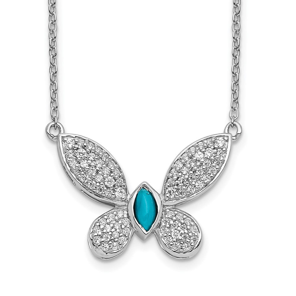 1/3 carat Diamond and Turquoise Butterfly Necklace - WBC