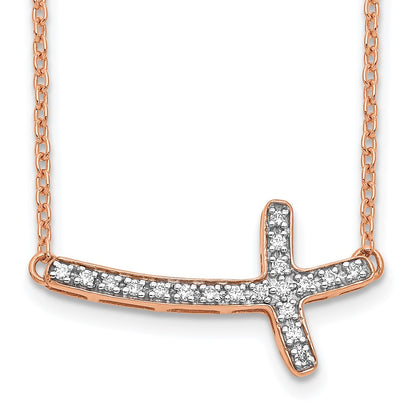 1/10 carat Diamond Sideways Cross Necklace - WBC