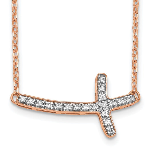 1/10 carat Diamond Sideways Cross Necklace - WBC