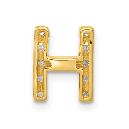 14K Gold Diamond Letter H Initial Charm, 8.26mm