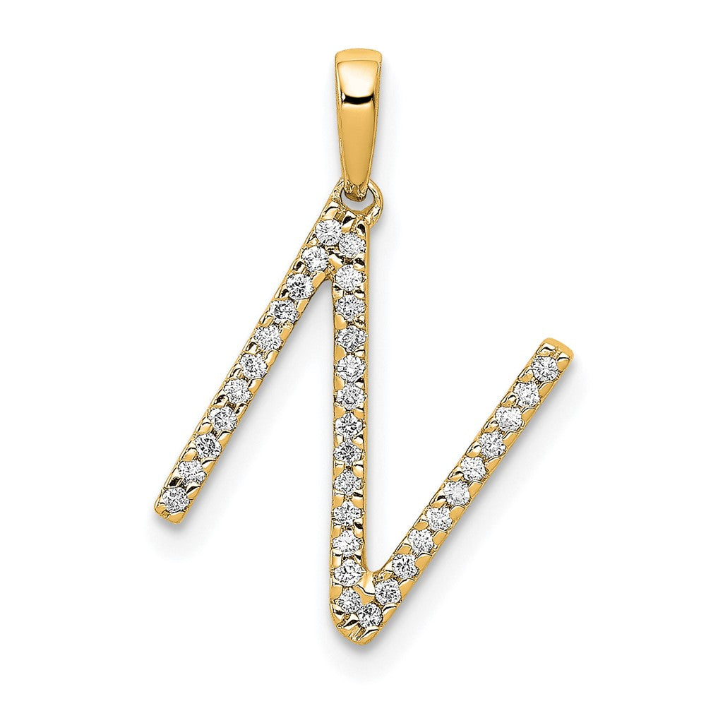 Diamond Letter N Initial Pendant - WBC