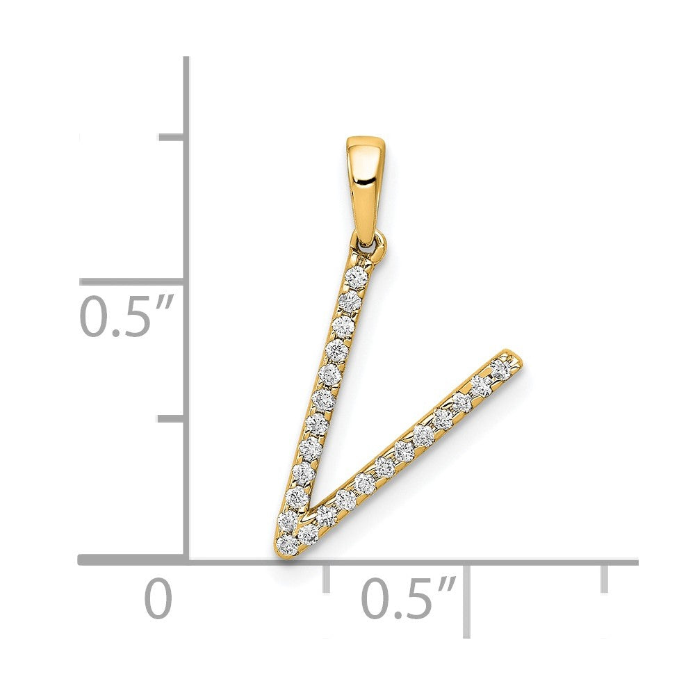 Diamond Letter V Initial Pendant - WBC