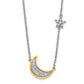 Two-tone 1/6 carat Diamond Crescent Moon with Star Necklace - WBC