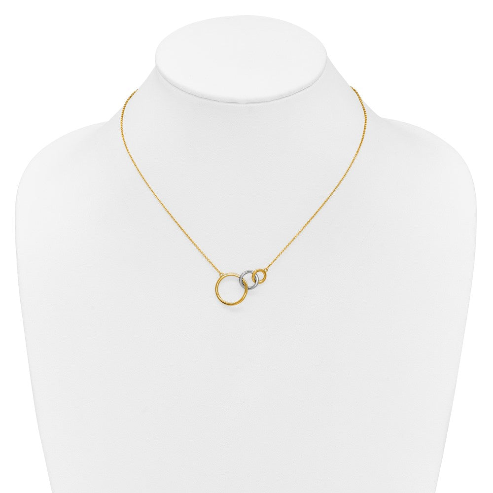 Two-tone Polished Triple Interlocked Circles Necklace - WBC