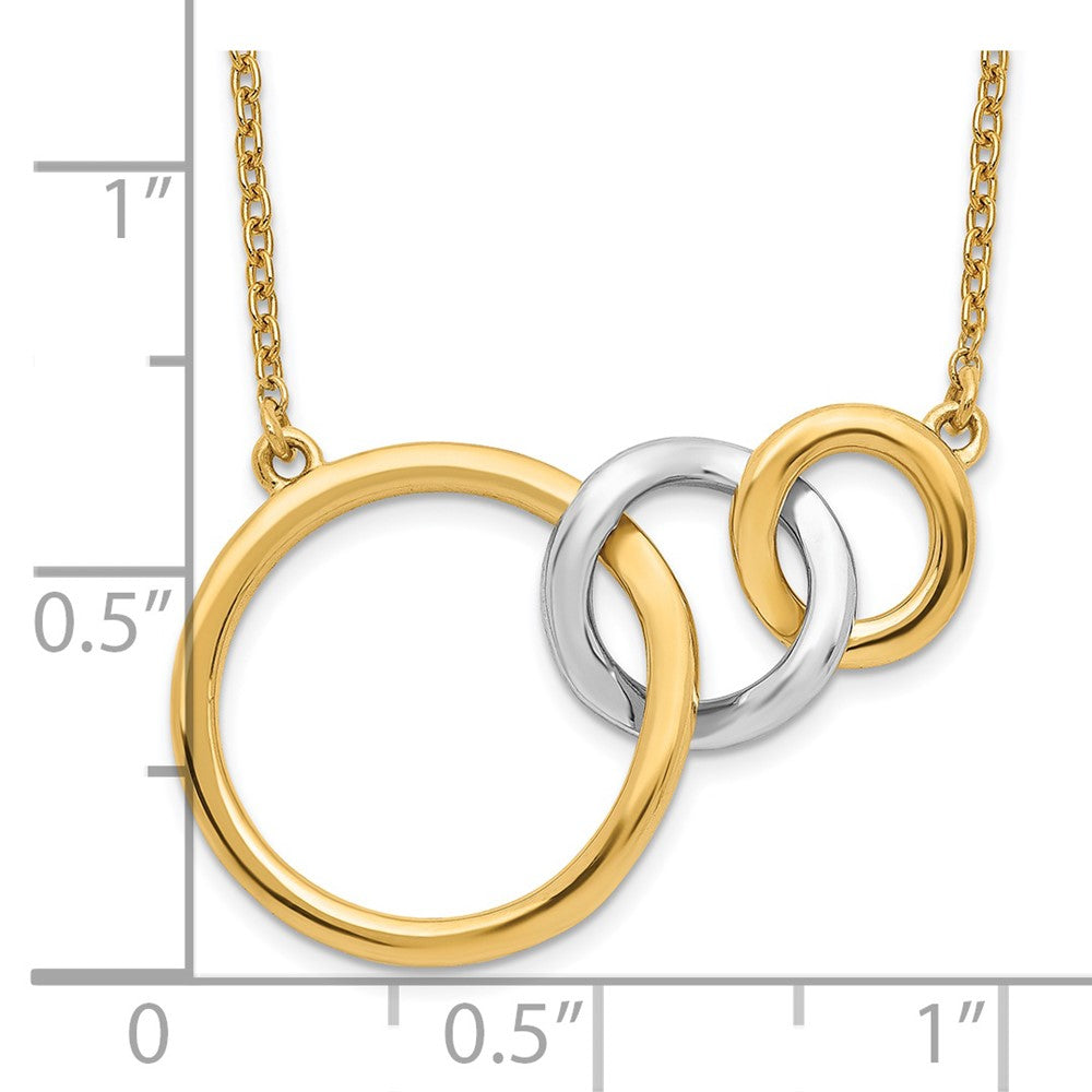 Two-tone Polished Triple Interlocked Circles Necklace - WBC