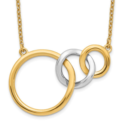 Two-tone Polished Triple Interlocked Circles Necklace - WBC