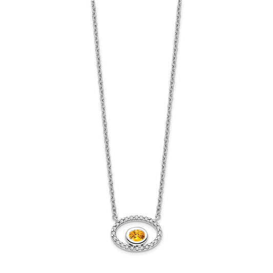 Oval Citrine and Diamond Necklace - WBC