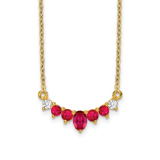 Oval and Round Ruby and Diamond Necklace - WBC