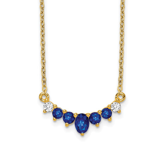 Oval and Round Sapphire and Diamond Necklace - WBC