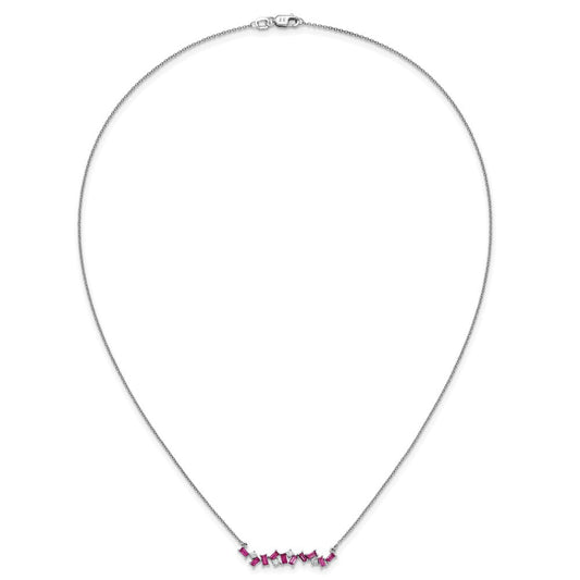 Pomegranate 14K White Gold Octagon Ruby & Diamond Bar Necklace