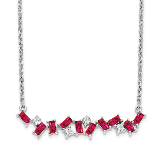 Octagon Ruby and Diamond Bar Necklace - WBC