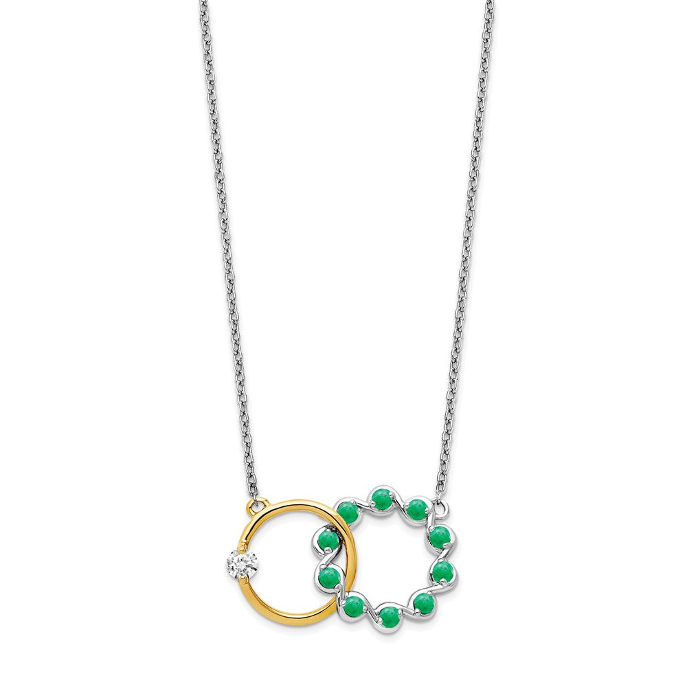 Two-tone Emerald and Diamond Interlocked Rings Necklace - WBC