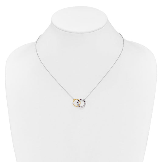14K Two-Tone Gold Scarlett Ruby & Diamond Interlocked Rings Necklace