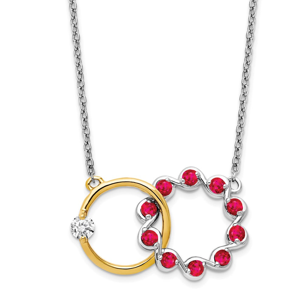 Two-tone Ruby and Diamond Interlocked Rings Necklace - WBC