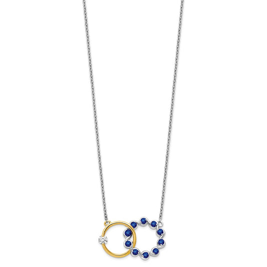 Two-tone Sapphire and Diamond Interlocked Rings Necklace - WBC