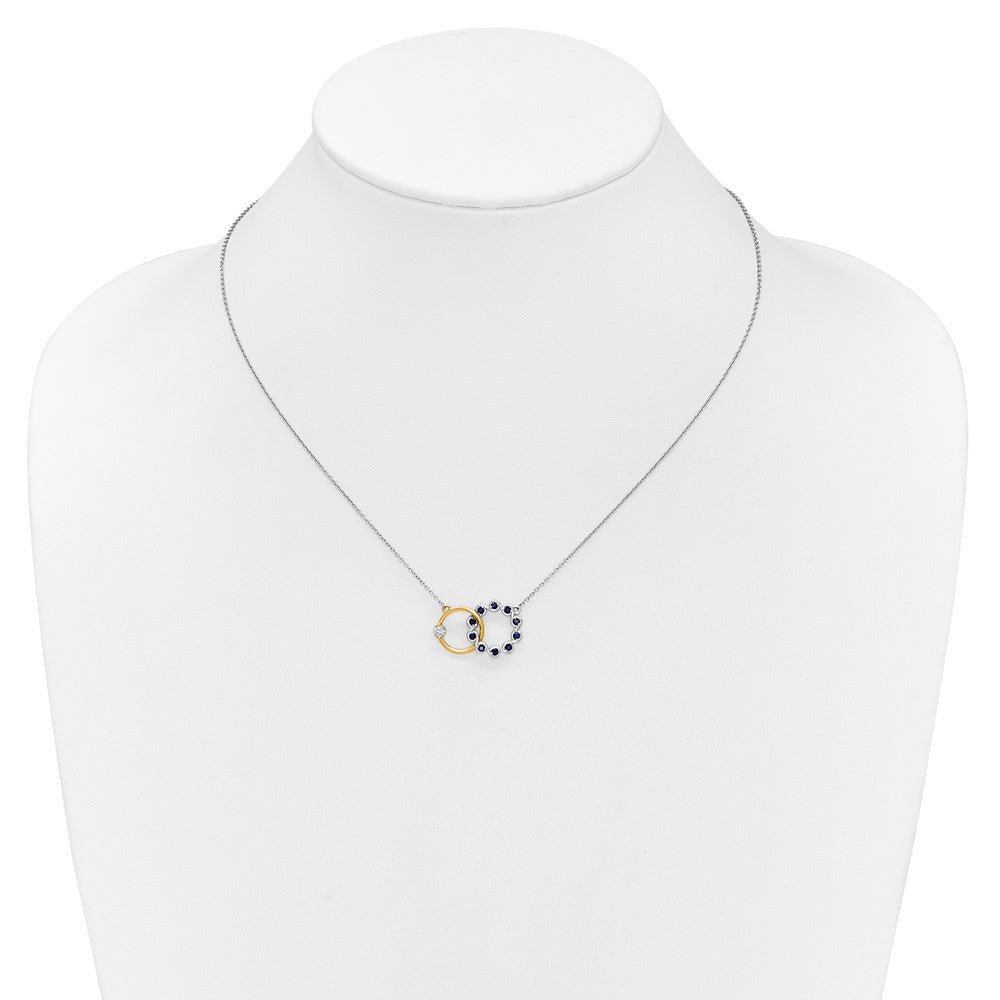 Two-tone Sapphire and Diamond Interlocked Rings Necklace - WBC