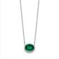 Oval Lab Created Emerald and Diamond Halo East-West Necklace - WBC