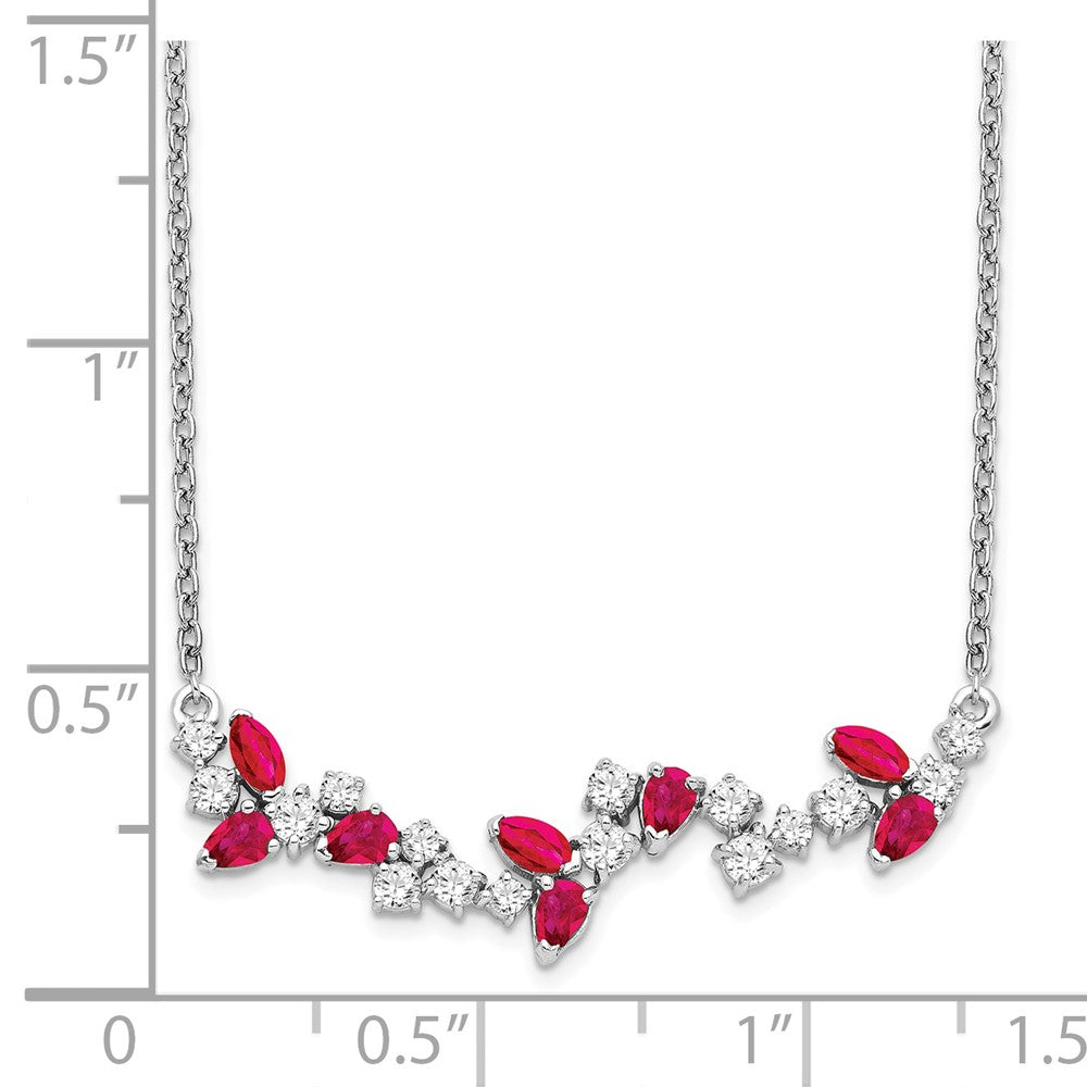 Marquise Ruby and Diamond Floral Bar Necklace - WBC