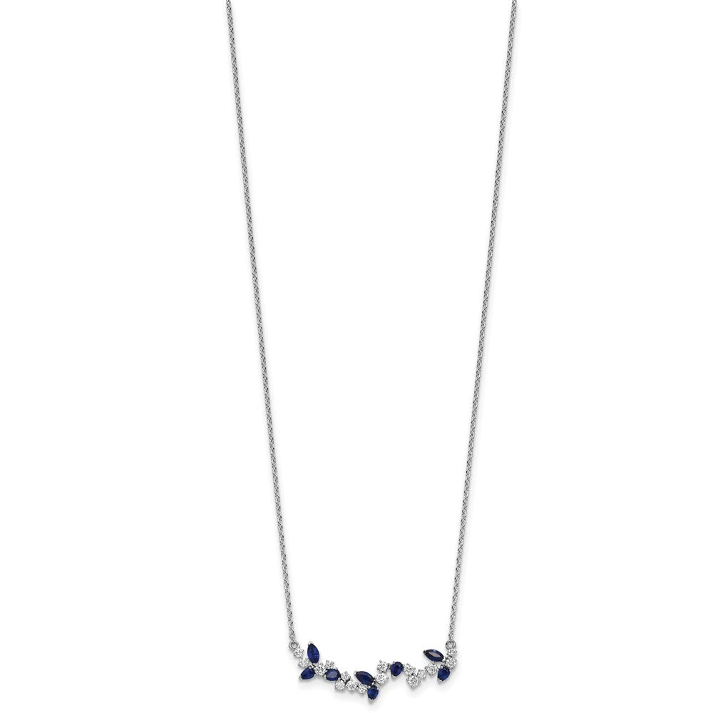 Marquise Sapphire and Diamond Floral Bar Necklace - WBC
