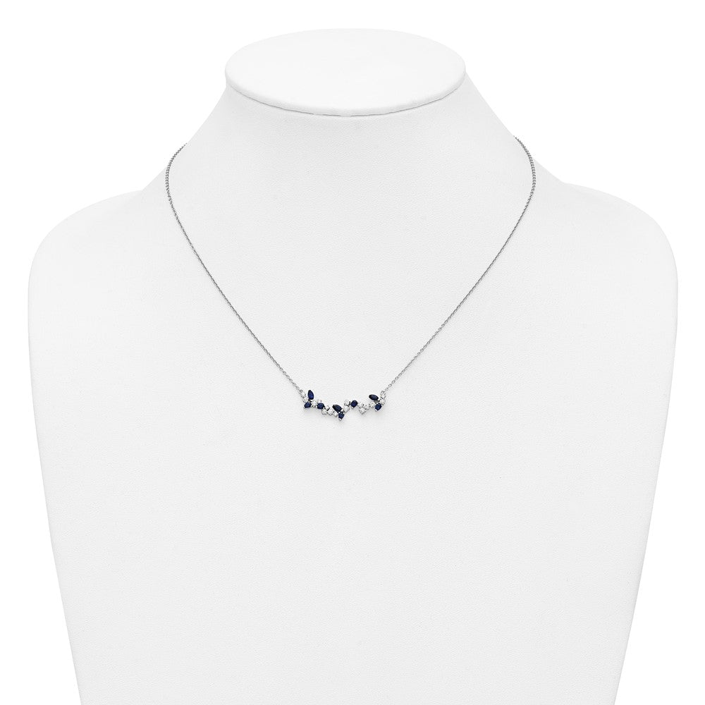 Marquise Sapphire and Diamond Floral Bar Necklace - WBC