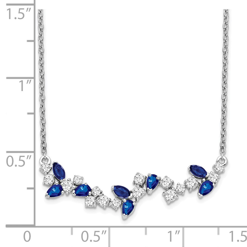 Marquise Sapphire and Diamond Floral Bar Necklace - WBC