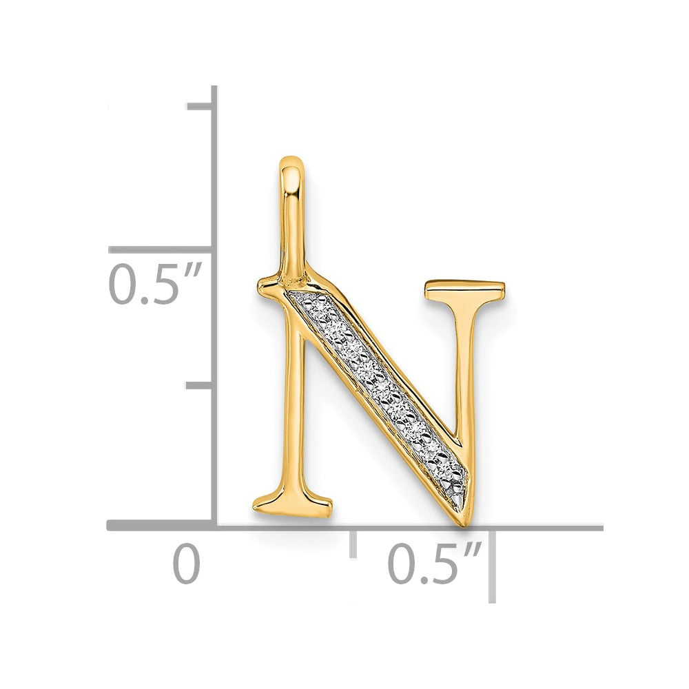 Diamond Letter N Initial Pendant - WBC