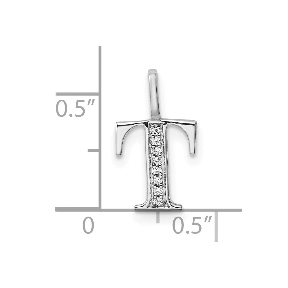 Diamond Letter T Initial Pendant - WBC