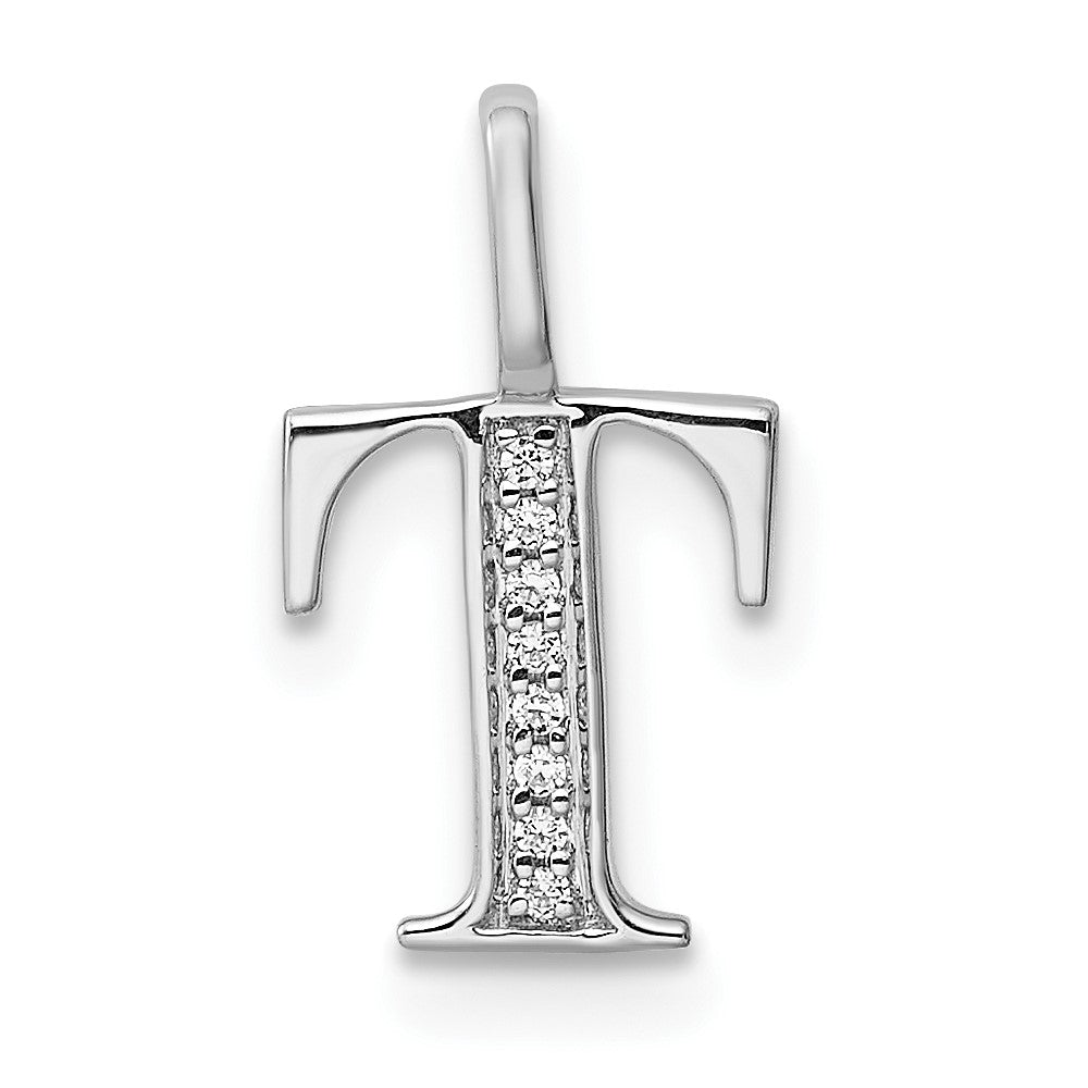 Diamond Letter T Initial Pendant - WBC