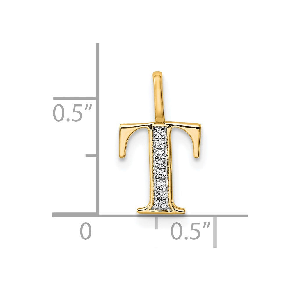 Diamond Letter T Initial Pendant - WBC