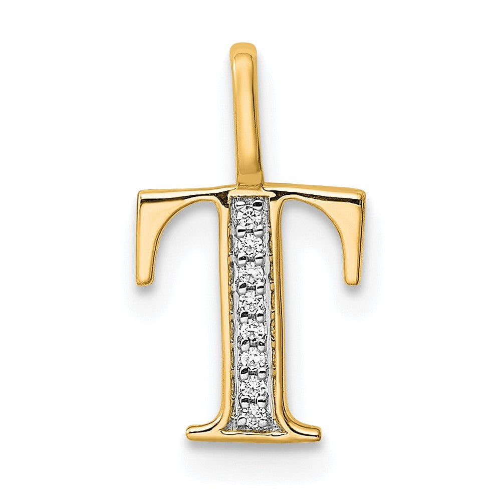 Diamond Letter T Initial Pendant - WBC