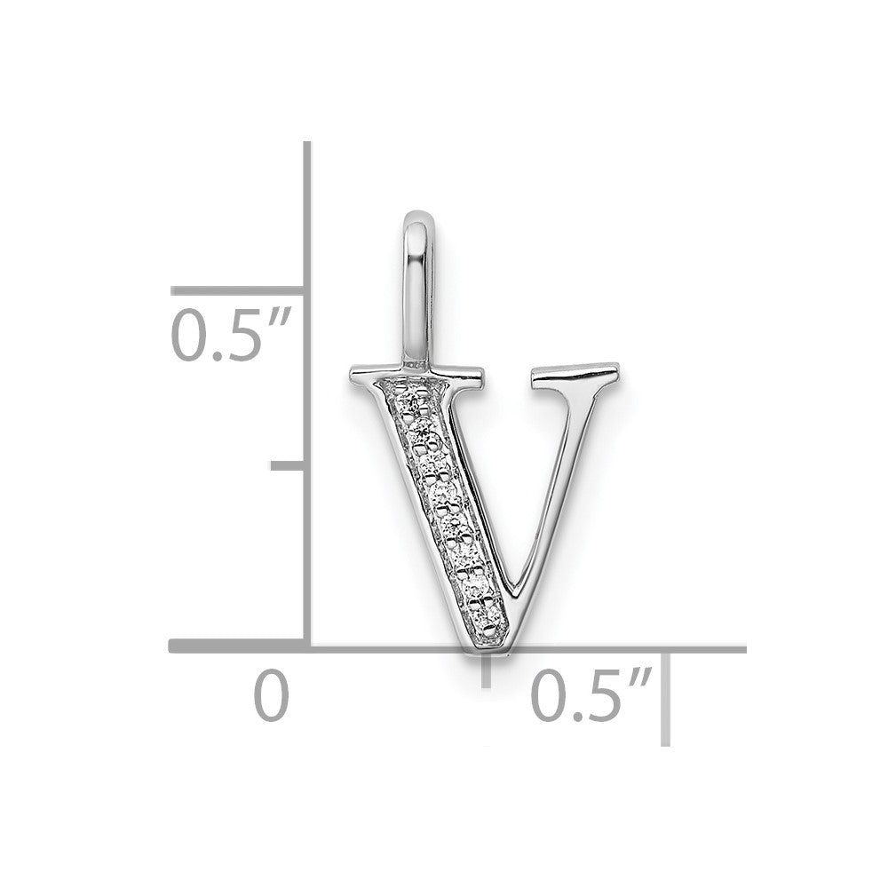 Diamond Letter V Initial Pendant - WBC