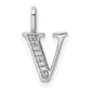 Diamond Letter V Initial Pendant - WBC