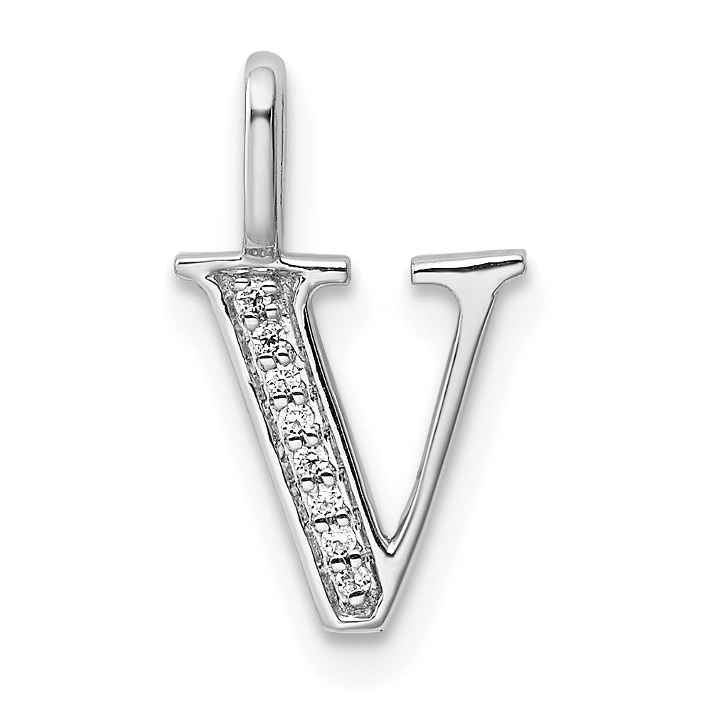 Diamond Letter V Initial Pendant - WBC
