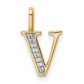 Diamond Letter V Initial Pendant - WBC