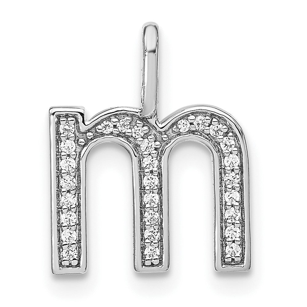 Diamond Lower Case Letter M Initial Pendant - WBC