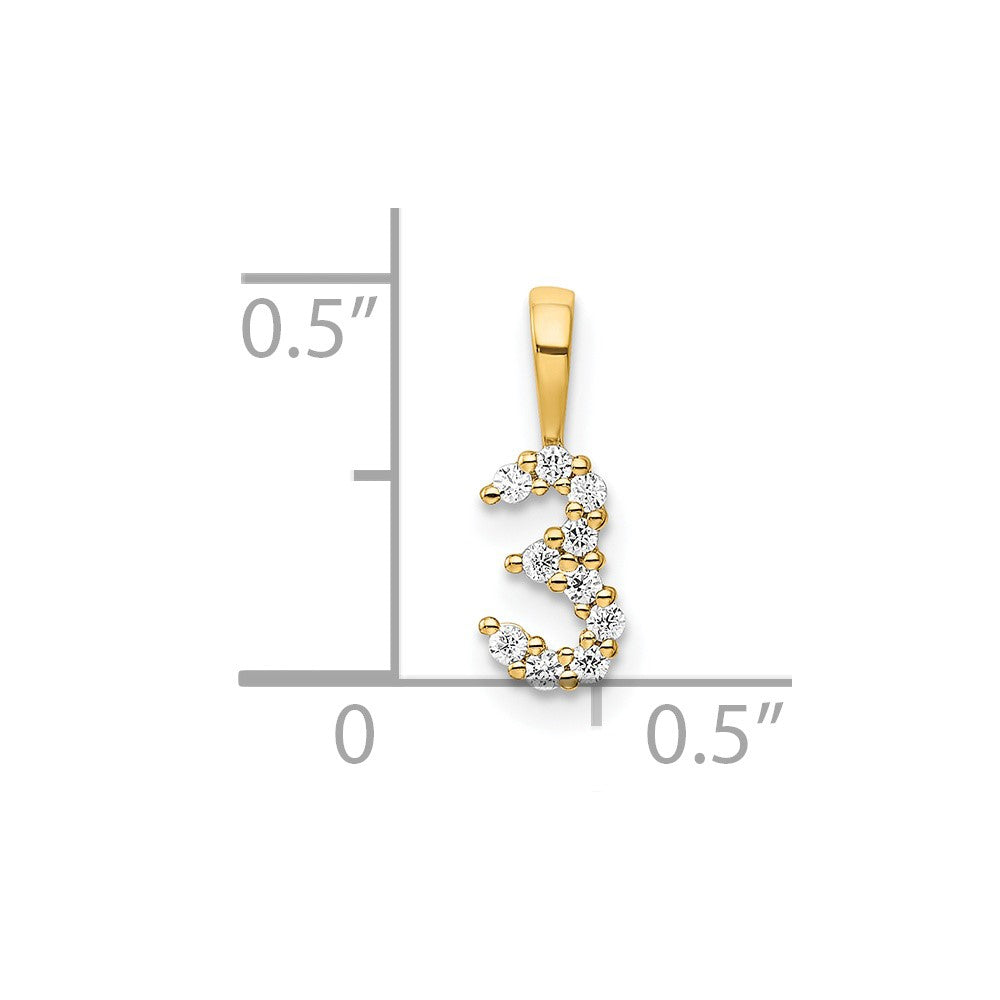 Diamond Number 3 Pendant - WBC