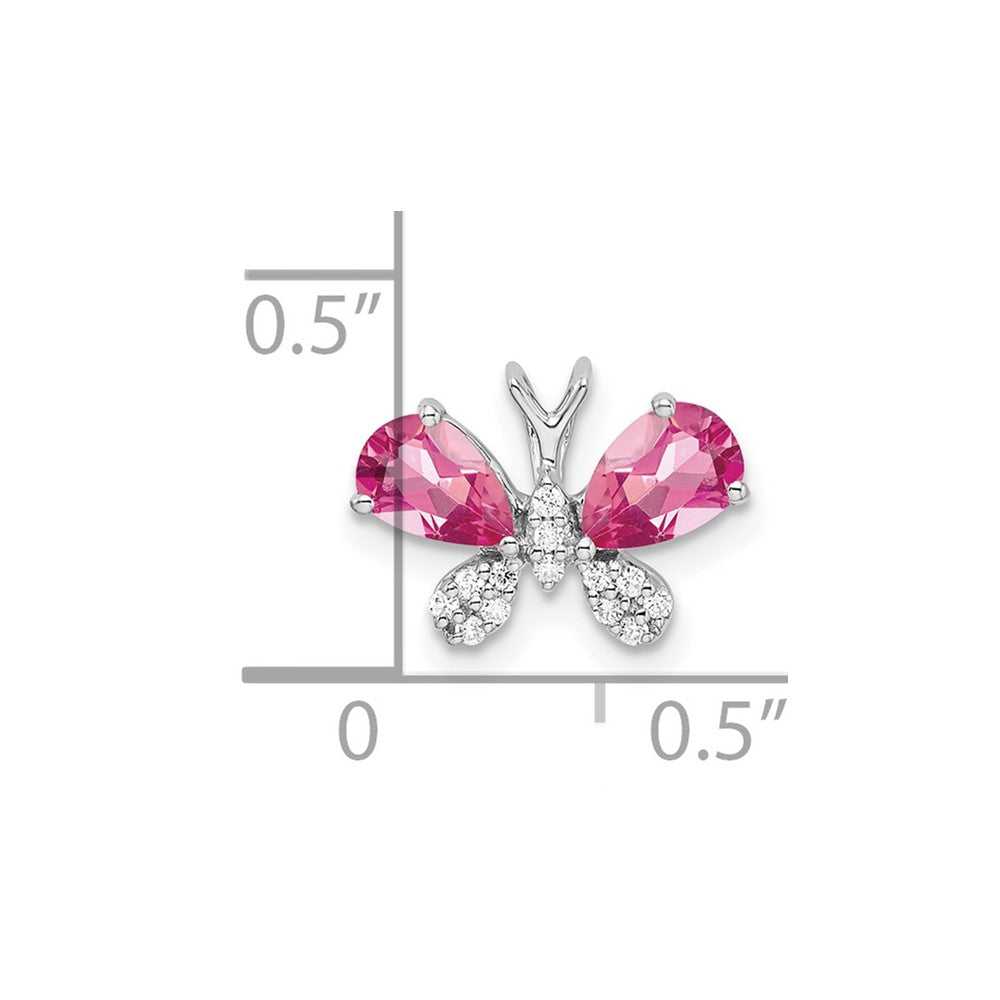 Pear Pink Tourmaline and Diamond Butterfly Chain Slide - WBC